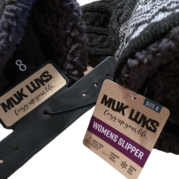 Muk Luks Mid Calf Knit Foldover Slipper Boots - Picture 7 of 14